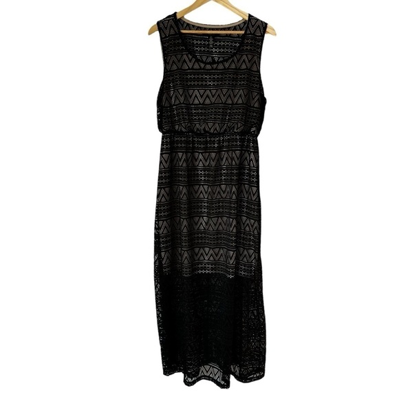 Style & Co. Women's Illusion Cape Town Sleeveless Maxi Dress Black Size XL - Picture 3 of 14